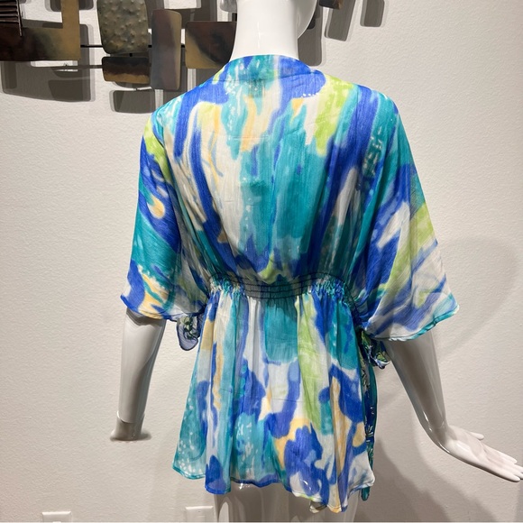 NWOT Midnight Velvet Sheer Tunic Top XL Multi Beaded Embroidered V-Neck - Picture 9 of 16